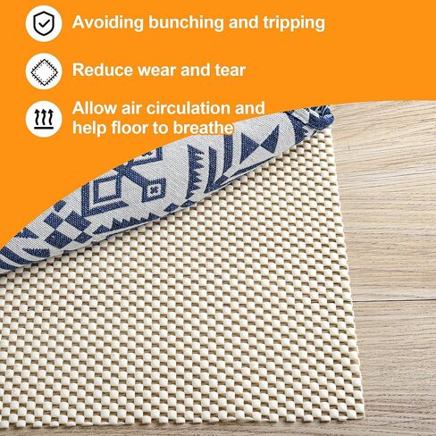 KLEVERISE Rug Pad Gripper 6x9 FT وسادات قبضة غير قابلة للانزلاق مقطوعة مجانًا وسادات سميكة إضافية للأرضيات الصلبة تحت السجاد وسادة حصيرة تحافظ على سجادك آمنًا وفي مكانه in Kuwait