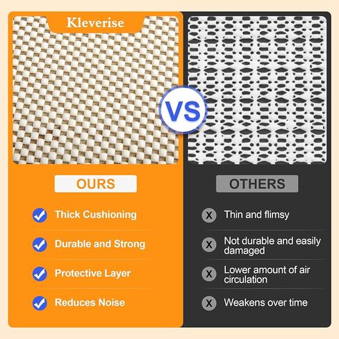 KLEVERISE Rug Pad Gripper 6x9 FT وسادات قبضة غير قابلة للانزلاق مقطوعة مجانًا وسادات سميكة إضافية للأرضيات الصلبة تحت السجاد وسادة حصيرة تحافظ على سجادك آمنًا وفي مكانه in Kuwait