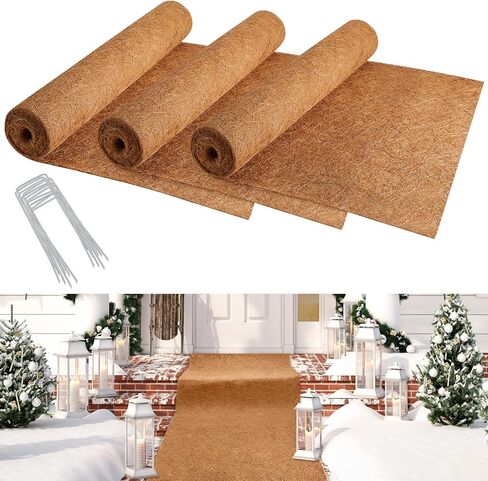 3 Pcs 18 x 100 Inch No Slip Ice and Snow Carpet Mats Waterproof Coconut Fiber Carpet Anti Slip Coir Outdoor Carpet Runner with 20 U Shaped Floor Nails for Front Door Porch Walkways Stair Safe Walking in Saudi Arabia