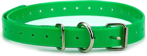 Green 3/4" Heavy Duty TPU Coated Nylon Replacement Dog Collar Strap with Metal Buckle for Shock, Bark and Electric + Containment Fence Receivers Collars–Waterproof and Odorless - Fits Most Brands in Saudi Arabia