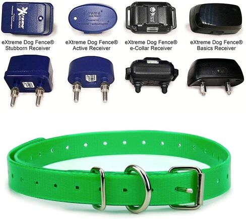 Green 3/4" Heavy Duty TPU Coated Nylon Replacement Dog Collar Strap with Metal Buckle for Shock, Bark and Electric + Containment Fence Receivers Collars–Waterproof and Odorless - Fits Most Brands in Saudi Arabia
