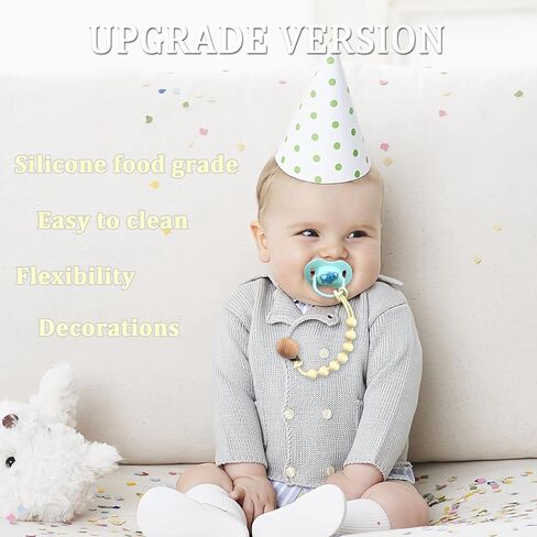 4 قطع من مشابك اللهاية، مشبك لهاية من السيليكون للأولاد والبنات، مشبك حامل لهاية مرن من قطعة واحدة مع مشابك خشبية، لحفلة استقبال المولود الجديد وهدية عيد ميلاد in Kuwait