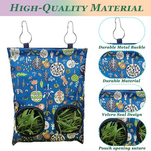 Kenond Rabbit Hay Feeder Water Dispenser Set, Hanging Guinea Pig Hay Feeder Bag Water Bowl for Cage, Rabbit Cage Accessories, Automatic Small Pets Hay Water Dispenser Storage Bag for Bunny Hamsters in Kuwait