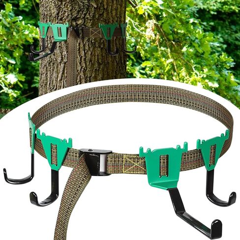شماعات حزام Ceadyxiao Treestand مع 3 خطافات معدنية وشماعة القوس لمنصة حامل الشجرة، حامل ملحقات متعدد الخطافات - لا توجد أجزاء بلاستيكية|معدات الصيد وشماعات معدات القوس in Kuwait