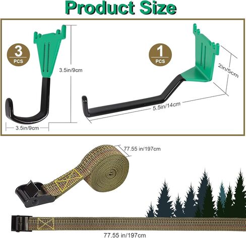 شماعات حزام Ceadyxiao Treestand مع 3 خطافات معدنية وشماعة القوس لمنصة حامل الشجرة، حامل ملحقات متعدد الخطافات - لا توجد أجزاء بلاستيكية|معدات الصيد وشماعات معدات القوس in Kuwait