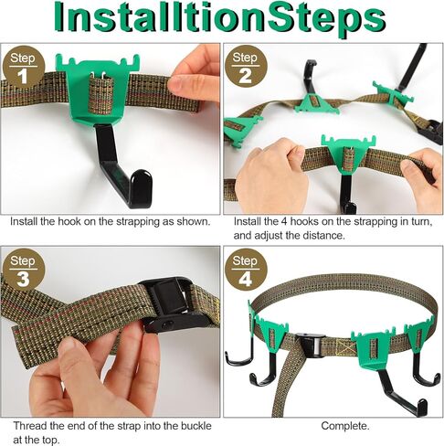 شماعات حزام Ceadyxiao Treestand مع 3 خطافات معدنية وشماعة القوس لمنصة حامل الشجرة، حامل ملحقات متعدد الخطافات - لا توجد أجزاء بلاستيكية|معدات الصيد وشماعات معدات القوس in Kuwait
