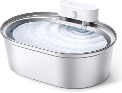 uahpet نافورة مياه للقطط من الفولاذ المقاوم للصدأ، 67 أونصة/2 لتر تعمل بالبطارية، موزع مياه للقطط والكلاب مع 6 مرشحات بديلة، مضخة فصل المياه فائقة الهدوء، آمنة للاستخدام في غسالة الأطباق in Kuwait