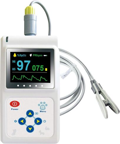 جهاز قياس التأكسج البيطري المحمول باليد CONTEC CMS60D-VET للقطط والكلاب مع مسبار معدل النبض اللسان/الأذن SPO2 in Kuwait