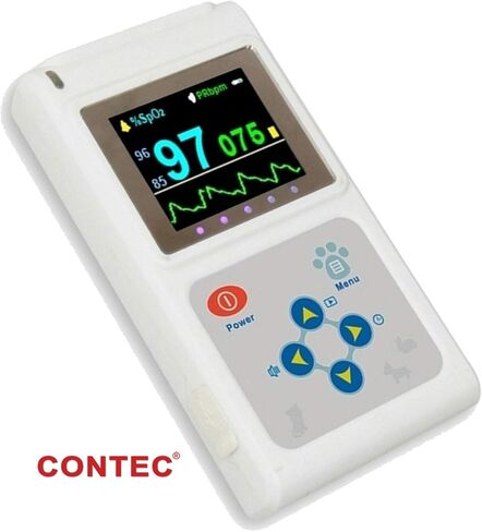 جهاز قياس التأكسج البيطري المحمول باليد CONTEC CMS60D-VET للقطط والكلاب مع مسبار معدل النبض اللسان/الأذن SPO2 in Kuwait