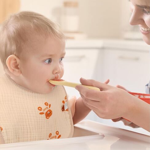 Mom Beebi 6 Pack Muslin Bibs, 100% Cotton Muslin Baby Bibs for Boys & Girls, Unisex Soft & Absorbent Multi-Layer Baby Bibs for Drooling and Teething in Kuwait