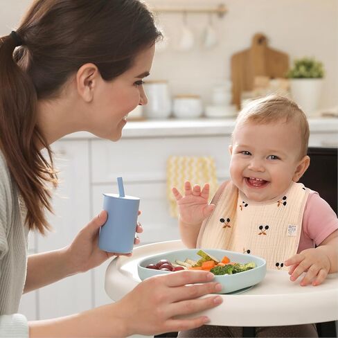 Mom Beebi 6 Pack Muslin Bibs, 100% Cotton Muslin Baby Bibs for Boys & Girls, Unisex Soft & Absorbent Multi-Layer Baby Bibs for Drooling and Teething in Kuwait