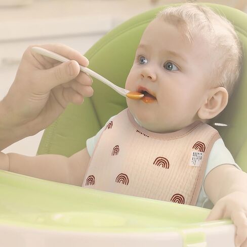 Mom Beebi 6 Pack Muslin Bibs, 100% Cotton Muslin Baby Bibs for Boys & Girls, Unisex Soft & Absorbent Multi-Layer Baby Bibs for Drooling and Teething in Kuwait