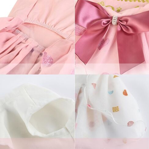 قطعتان من فستان توتو للكلاب الصغيرة والفتيات، تنورة مموجة للجراء مع عقدة على شكل فيونكة ملابس للحيوانات الأليفة لحفلات الزفاف وأعياد الميلاد (White02+Pink02، صغير) in Kuwait