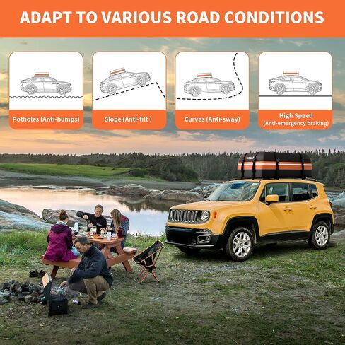 حامل البضائع على السطح من WISAMIC، حامل علوي للسيارة مقاوم للماء 1000D PVC، رف أمتعة مع حصيرة مضادة للانزلاق لجميع المركبات مع/بدون رفوف (21 قدم مكعب) in Kuwait