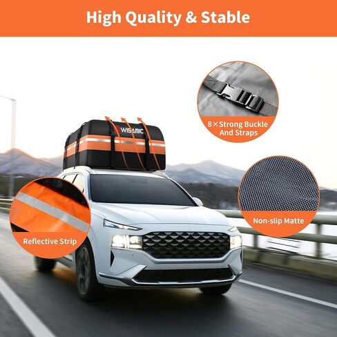 حامل البضائع على السطح من WISAMIC، حامل علوي للسيارة مقاوم للماء 1000D PVC، رف أمتعة مع حصيرة مضادة للانزلاق لجميع المركبات مع/بدون رفوف (21 قدم مكعب) in Kuwait