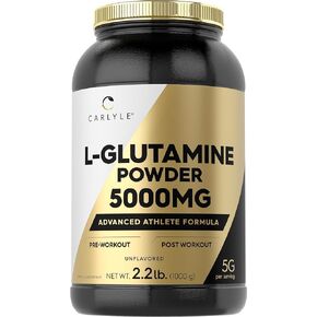 Carlyle L Glutamine Powder | 5000mg | Unflavored | 2.2 lbs | Vegetarian, Non-GMO, Gluten Free | L-Glutamine Supplement in Kuwait