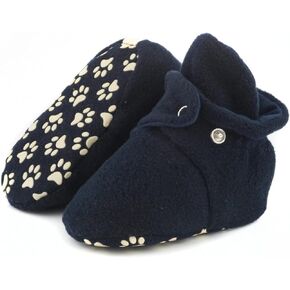 Mayaco Fleece Baby Booties - Cotton & Gripper Bottoms, Non Skid, Soft Sole, Stay On Baby Shoes, Cozy Boys & Girls Booties, Baby Booties 6-12 months, Baby Booties 12-18 months, Baby booties 0-6 months