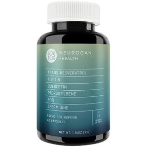 Neurogan Spermidine 25 mg, Fisetin 150 MG, Trans-Resveratrol 150 MG, Quercetin 150 MG Pterostilbene 50 MG, PQQ 25 MG, Wellness Supplement for Healthy Aging - Concentrated Formula in Kuwait