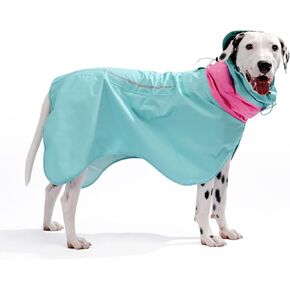 HOWGO Dog Raincoat Adjustable Pet Waterproof Windproof Jacket Dog Rain Jacket with Leash Hole for Small Medium and Large Dogs (Blue, X-Large)
