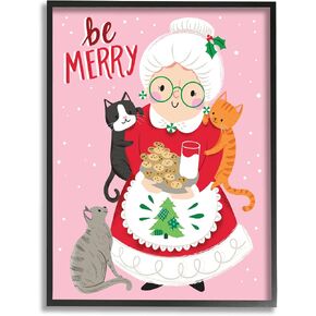 Stupell Industries Be Merry Grandma Christmas Cookies Cats جاثمة، تصميم بواسطة Arrolynn Weiderhold، لوحة حائط، 13 × 19 in Kuwait