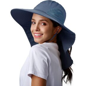 Camptrace Sun Hats for Women Men with Neck Flap UV Protection Wide Shade | Perfect for fishing and hiking, ponytail hole, Waterproof nylon, packable design, cooling mesh vents, adjustable chin strap in Saudi Arabia
