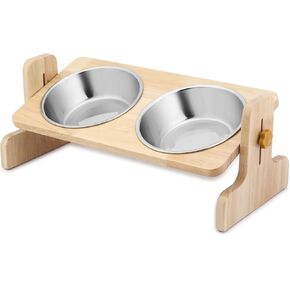 واومي اوعية مرتفعة للقطط والكلاب الصغيرة، حامل مرتفع مع وعاءين من الستانلس ستيل - مائلة بزاوية 15 درجة in Kuwait
