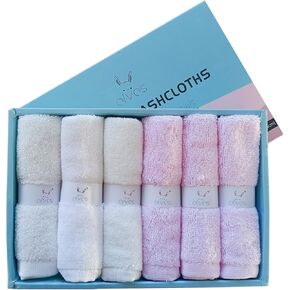 قماش الوجه الفاخر من ألياف الخيزران من إلفيس - مناديل ناعمة للبشرة الحساسة للأطفال والكبار - ملابس غسيل عضوية مقاس 25.4 سم × 25.4 سم - منشفة وجه لإزالة المكياج قابلة لإعادة الاستخدام - مجموعة من 6 قطع (رمادي) in Kuwait