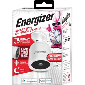 Energizer Smart Outdoor 1080P Security Camera with 2-Way Audio, Night Vision, Instant Alerts, Cloud Storage, Remote Access, Voice Control Compatible with Alexa & Google Assistant, Black