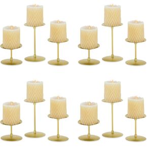 Nuptio Black Candle Holder Set of 12 Bulk Pillar Candle Holder Simple Candle Stand for Jar Candles Metal Farmhouse Decor for Easter Mantel Shelves Garden Bathroom Gothic Decorative Candleholder