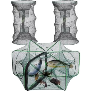مجموعة مصائد شبكة صيد ذكية، مصائد سرطان البحر الاسطوانية السداسية الاسطوانية الكل في واحد، شبكة صيد لصيد جراد البحر، مصائد شبكية لصيد السمك وجراد البحر، ملحقات صيد محمولة قابلة للطي in Kuwait