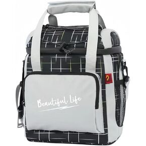 حقيبة غداء Jkzvicis، حقيبة تبريد ناعمة، مبرد غداء معزول مع أشرطة كتف قابلة للتعديل، أكياس تبريد غداء قابلة للطي معزولة، حقيبة تبريد مع فتاحة زجاجات، مناسبة للسفر والتخييم والنزهات in Kuwait