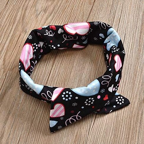 Toddler Baby Girl Valentine's Day Outfit Heart Print Long Sleeve T-Shirt Tops+Pants with Scarf Clothes Sets in Kuwait