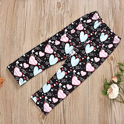 Toddler Baby Girl Valentine's Day Outfit Heart Print Long Sleeve T-Shirt Tops+Pants with Scarf Clothes Sets in Kuwait