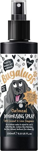 BUGALUGS رذاذ مزيل العرق للكلاب بالشوفان مع رائحة جوز الهند والليمون، رذاذ عطر للكلاب مع معادل للرائحة - مزيل رائحة كولونيا للكلاب نباتي يستخدم مع شامبو الشوفان in Kuwait