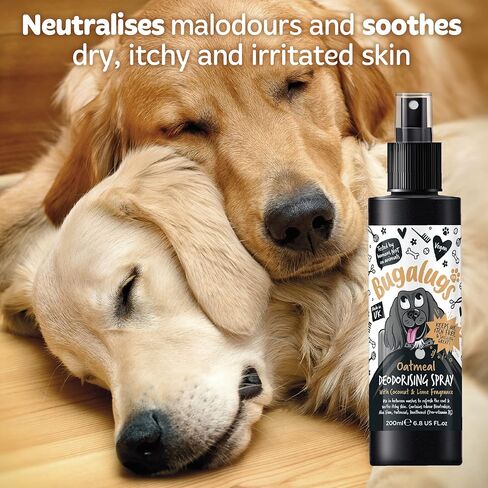 BUGALUGS رذاذ مزيل العرق للكلاب بالشوفان مع رائحة جوز الهند والليمون، رذاذ عطر للكلاب مع معادل للرائحة - مزيل رائحة كولونيا للكلاب نباتي يستخدم مع شامبو الشوفان in Kuwait
