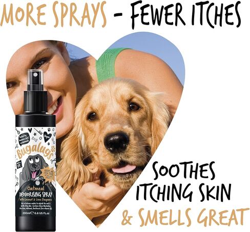 BUGALUGS رذاذ مزيل العرق للكلاب بالشوفان مع رائحة جوز الهند والليمون، رذاذ عطر للكلاب مع معادل للرائحة - مزيل رائحة كولونيا للكلاب نباتي يستخدم مع شامبو الشوفان in Kuwait