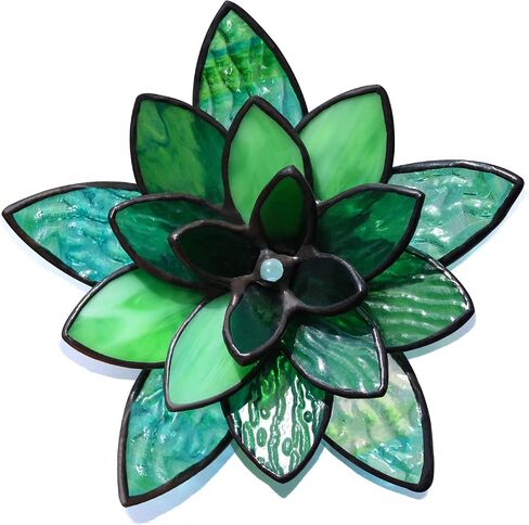 HAOSUM Artificial Succulents Plants Stained Glass Figurine,Realistic Fake Desk Plant - Faux Stained Glass Succulents Home Decor Gift for Mom in Saudi Arabia