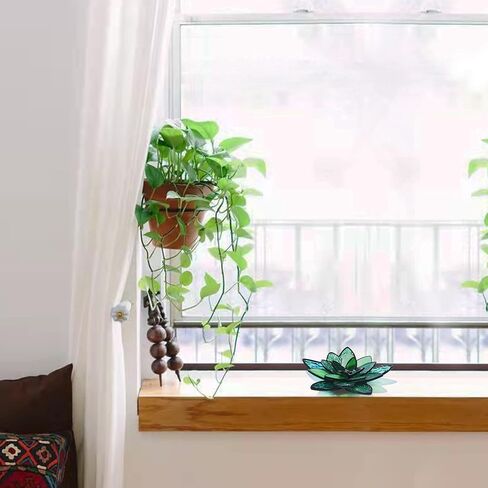 HAOSUM Artificial Succulents Plants Stained Glass Figurine,Realistic Fake Desk Plant - Faux Stained Glass Succulents Home Decor Gift for Mom in Saudi Arabia