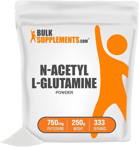 BULKSUPPLEMENTS.COM مسحوق N-Acetyl L-Glutamine - مكمل الجلوتامين، مسحوق الجلوتامين L - صحة وتعافي الأمعاء، جلوتامين 750 مجم - خالي من الغلوتين، 750 مجم لكل وجبة، 100 جم (3.5 أونصة) in Saudi Arabia