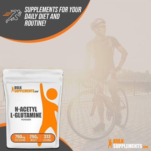 BULKSUPPLEMENTS.COM مسحوق N-Acetyl L-Glutamine - مكمل الجلوتامين، مسحوق الجلوتامين L - صحة وتعافي الأمعاء، جلوتامين 750 مجم - خالي من الغلوتين، 750 مجم لكل وجبة، 100 جم (3.5 أونصة) in Saudi Arabia