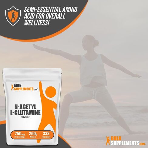 BULKSUPPLEMENTS.COM مسحوق N-Acetyl L-Glutamine - مكمل الجلوتامين، مسحوق الجلوتامين L - صحة وتعافي الأمعاء، جلوتامين 750 مجم - خالي من الغلوتين، 750 مجم لكل وجبة، 100 جم (3.5 أونصة) in Saudi Arabia