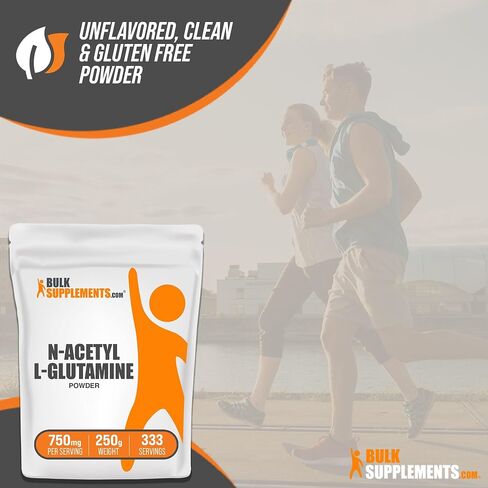 BULKSUPPLEMENTS.COM مسحوق N-Acetyl L-Glutamine - مكمل الجلوتامين، مسحوق الجلوتامين L - صحة وتعافي الأمعاء، جلوتامين 750 مجم - خالي من الغلوتين، 750 مجم لكل وجبة، 100 جم (3.5 أونصة) in Saudi Arabia