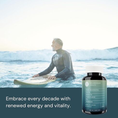 Neurogan Spermidine 25 mg, Fisetin 150 MG, Trans-Resveratrol 150 MG, Quercetin 150 MG Pterostilbene 50 MG, PQQ 25 MG, Wellness Supplement for Healthy Aging - Concentrated Formula in Kuwait