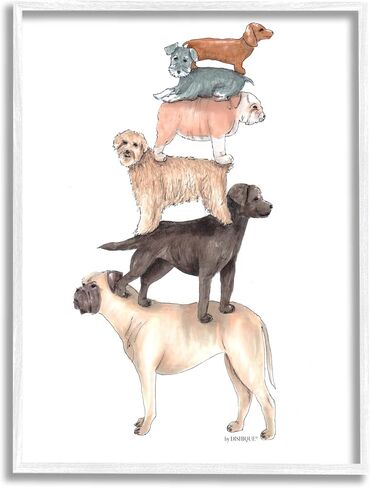 Stupell Industries Mixed Stacked Dog Breeds Standing Balancing Illustration, Design by Dishique in Saudi Arabia