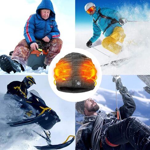 قبعة SNOW DEER ساخنة - قبعات صغيرة ساخنة بالبطارية الكهربائية للرجال والنساء، قبعة شتوية قابلة لإعادة الشحن 7.4 فولت in Kuwait