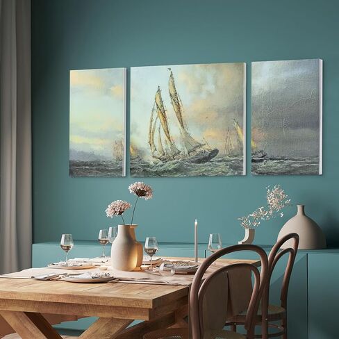 Inovative Impresshuns Wall Art Home Room Office Decor Living Room Canvas Framed Large Modern Artwork Abstract Navigator 3 Piece Blue Christmas 63‘’×23.6‘’ in Saudi Arabia