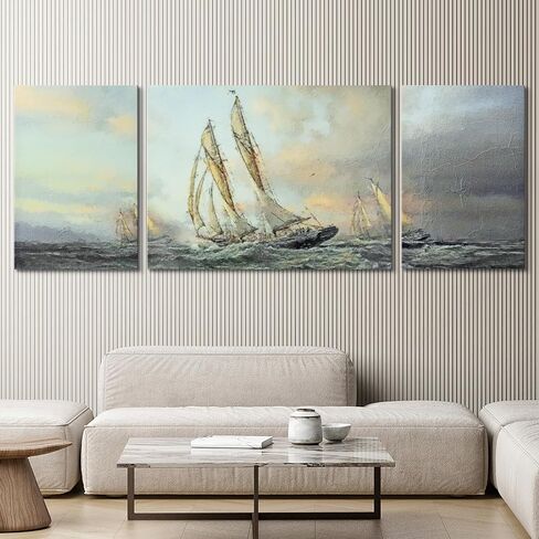 Inovative Impresshuns Wall Art Home Room Office Decor Living Room Canvas Framed Large Modern Artwork Abstract Navigator 3 Piece Blue Christmas 63‘’×23.6‘’ in Saudi Arabia
