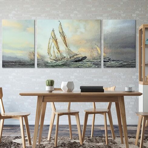 Inovative Impresshuns Wall Art Home Room Office Decor Living Room Canvas Framed Large Modern Artwork Abstract Navigator 3 Piece Blue Christmas 63‘’×23.6‘’ in Saudi Arabia