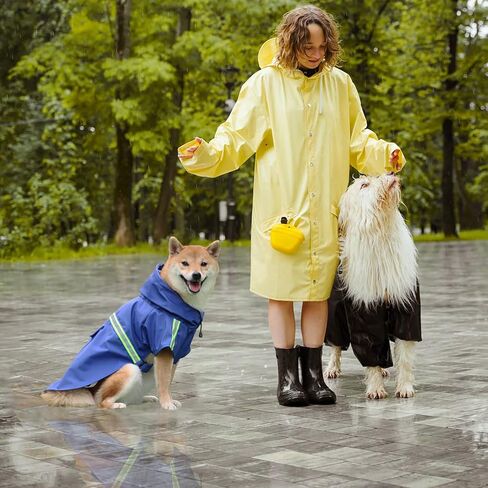 Pet Dog Raincoat with Reflective and Leash Holes, Waterproof Dog Raincoat, Suitable for Small, Medium, Large Dogs. Breathable Pet Raincoat for Summer Outdoor Walks (M-Blue) in Kuwait