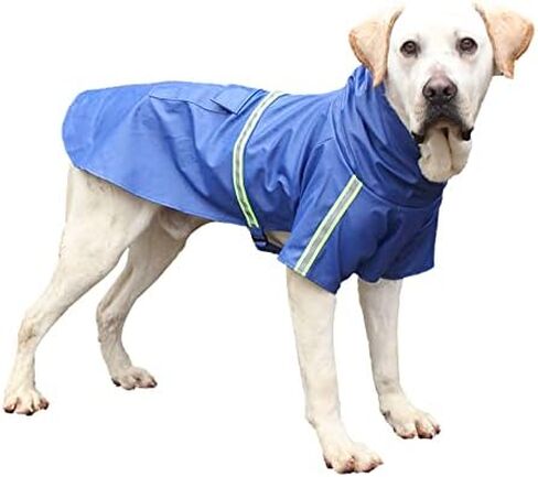 Pet Dog Raincoat with Reflective and Leash Holes, Waterproof Dog Raincoat, Suitable for Small, Medium, Large Dogs. Breathable Pet Raincoat for Summer Outdoor Walks (M-Blue) in Kuwait